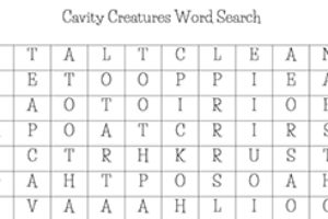 Print Out – Easy Cavity Creatures Word Search