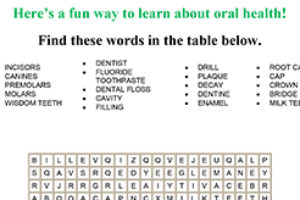 Print Out : Oral Health Word Search